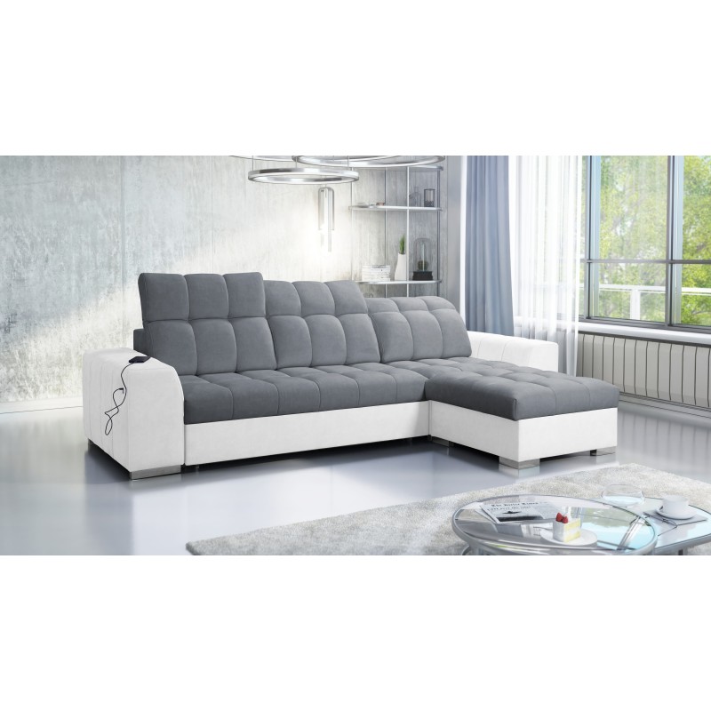 Prisma I corner sofa with a sleeping function and USB port - comfort and elegance in one.