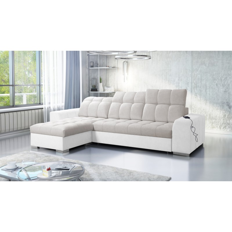 Prisma I corner sofa with a sleeping function and USB port - comfort and elegance in one.