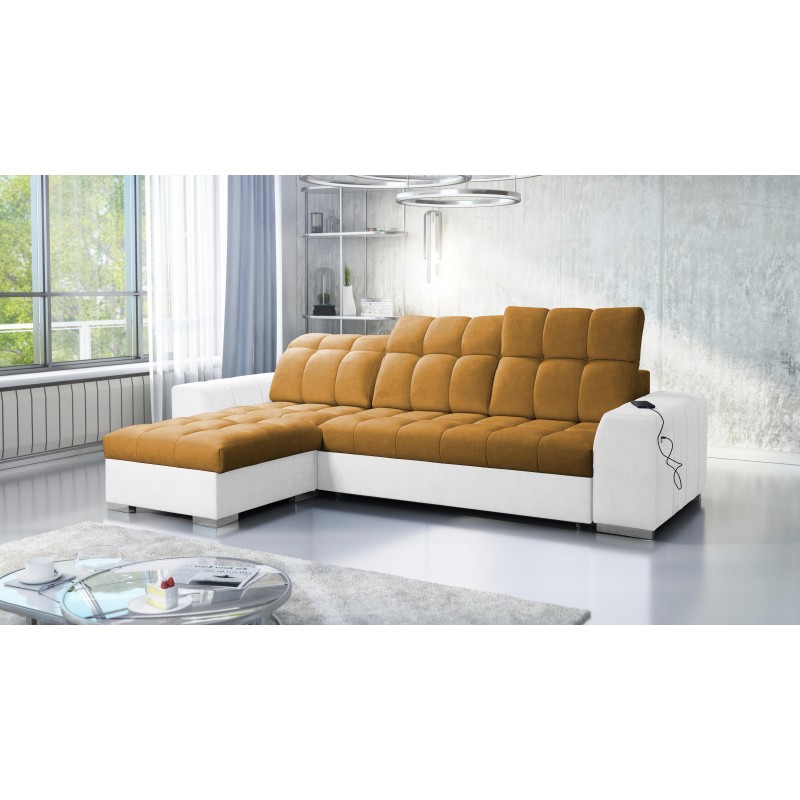 Prisma I corner sofa with a sleeping function and USB port - comfort and elegance in one.