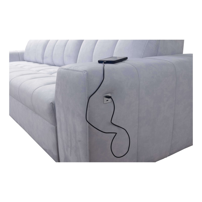 Prisma I corner sofa with a sleeping function and USB port - comfort and elegance in one.