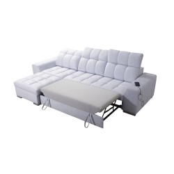 Sofá esquinero Prisma I con función de cama y puerto USB: comodidad y elegancia en uno.