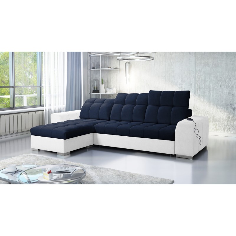 Prisma I corner sofa with a sleeping function and USB port - comfort and elegance in one.