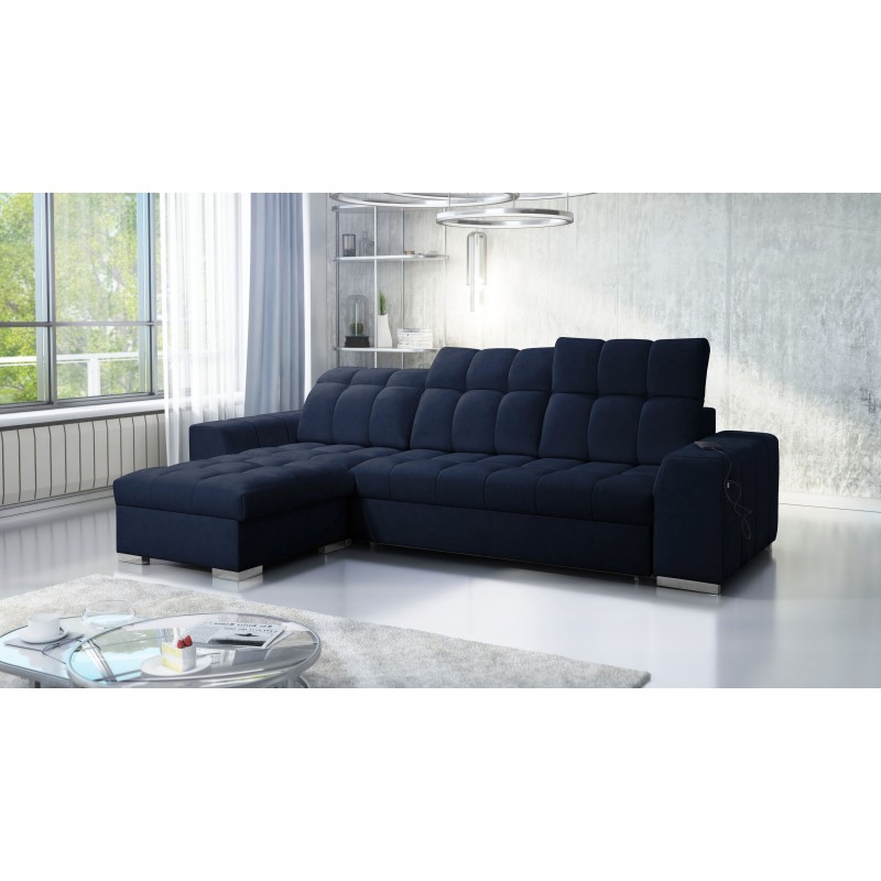 Prisma I corner sofa with a sleeping function and USB port - comfort and elegance in one.