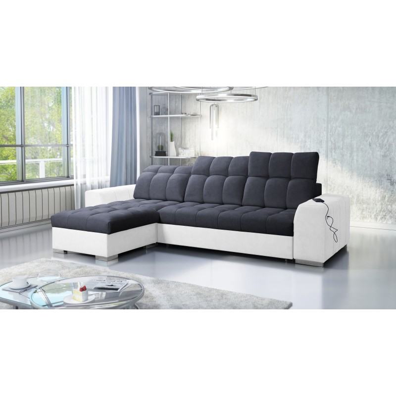 Prisma I corner sofa with a sleeping function and USB port - comfort and elegance in one.