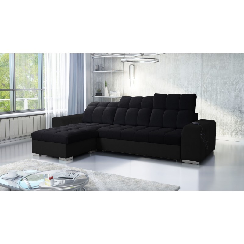 Prisma I corner sofa with a sleeping function and USB port - comfort and elegance in one.