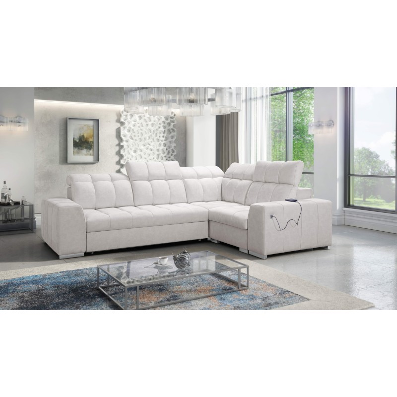 Prisma II corner sofa with a sleeping function in Velvet fabric | Pet friendly, Terra 06 | Your ideal place to relax