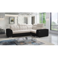 Ecksofa Prisma II mit Schlaffunktion in Samtstoff | Haustierfreundlich, Terra 13 + Schwarzes Ökoleder | Dein perfekter Ort zum E