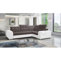 Narożnik Prisma II z funkcją spania w tkaninie Velvet | Pet friendly, Terra 26 + Ecoskóra | Twoje idealne miejsce do relaksu