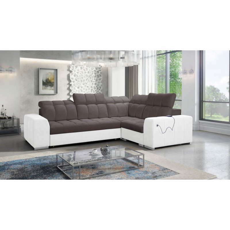 Ecksofa Prisma II mit Schlaffunktion in Samtstoff | Haustierfreundlich, Terra 26 + Kunstleder | Dein idealer Ort zum Entspannen