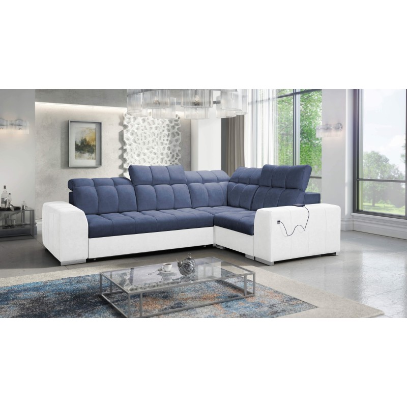 Prisma II corner sofa with a sleeping function in Velvet fabric | Pet-friendly, Terra 76 + Eco-leather | Your ideal place to rel
