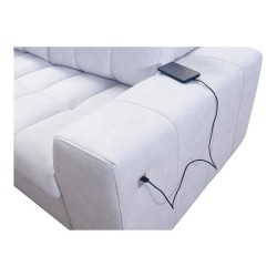 Sofá esquinero Prisma II con función de cama en tela de terciopelo | Amigable con las mascotas, Terra 76 + Eco-cuero | Tu lugar 