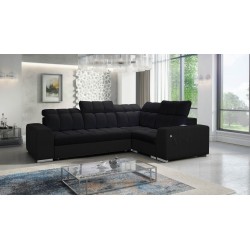 Prisma II Ecksofa mit Schlaffunktion im Velvet-Stoff | Haustierfreundlich, Terra 99 + schwarze Ökoleder | Dein perfekter Ort zum