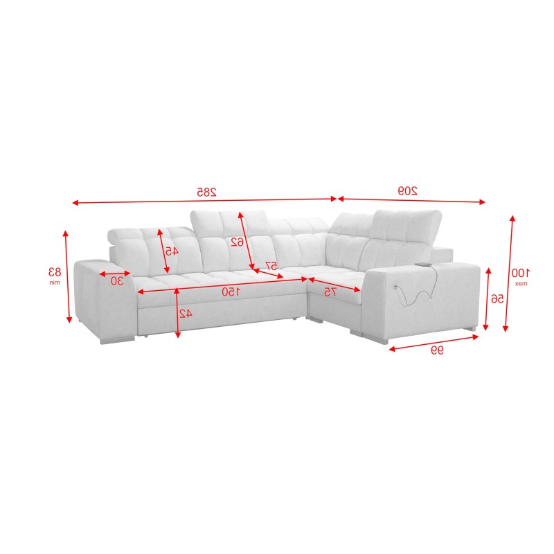 Prisma II Ecksofa mit Schlaffunktion im Velvet-Stoff | Haustierfreundlich, Terra 96 + schwarzes Kunstleder | Dein perfekter Ort 