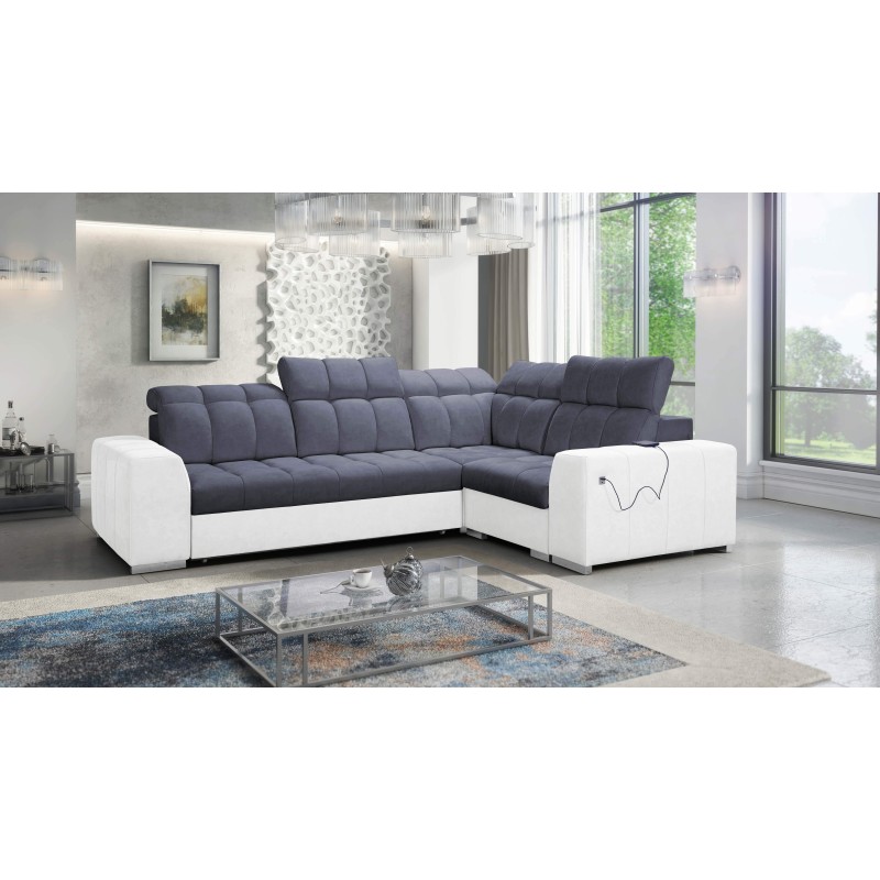 Prisma II Corner Sofa with Sleeping Function in Velvet Fabric | Pet Friendly, Terra 96 + Eco-leather | Your Perfect Place to Rel