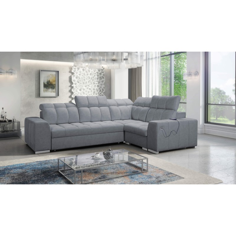 Sofá esquinero Prisma II con función de cama en tela Velvet | Apto para mascotas, Terra 92 | Tu lugar ideal para relajarte