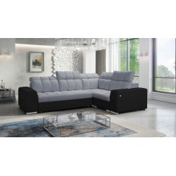 Narożnik Prisma II z funkcją spania w tkaninie Velvet | Pet friendly, Terra 92 + Ecoskóra czarna | Twoje idealne miejsce do rela