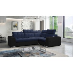 Narożnik Prisma II z funkcją spania w tkaninie Velvet | Pet friendly, Terra 79 + Ecoskóra czarna | Twoje idealne miejsce do rela