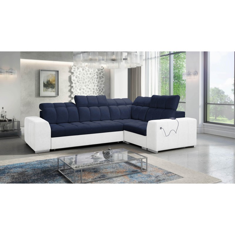 Prisma II Corner Sofa with Sleeping Function in Velvet Fabric | Pet Friendly, Terra 79 + Eco-Leather | Your Perfect Place to Rel