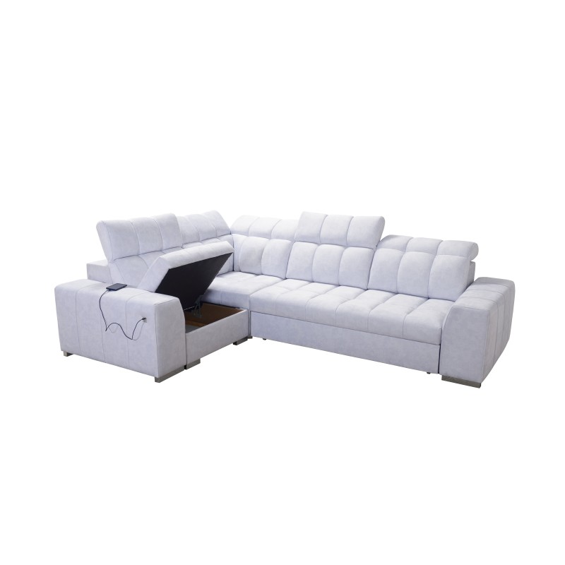 Prisma II Corner Sofa with Sleeping Function in Velvet Fabric | Pet Friendly, Terra 80 | Your Ideal Place to Relax