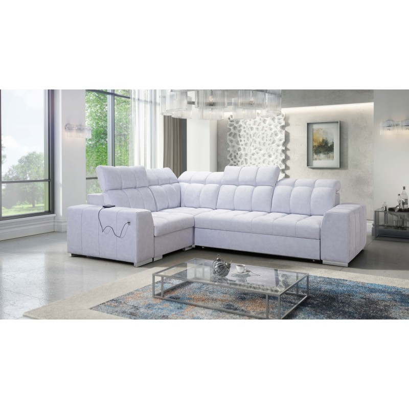 Sofá esquinero Prisma II con función de cama en tela Velvet | Apto para mascotas, Terra 80 | Tu lugar ideal para relajarte