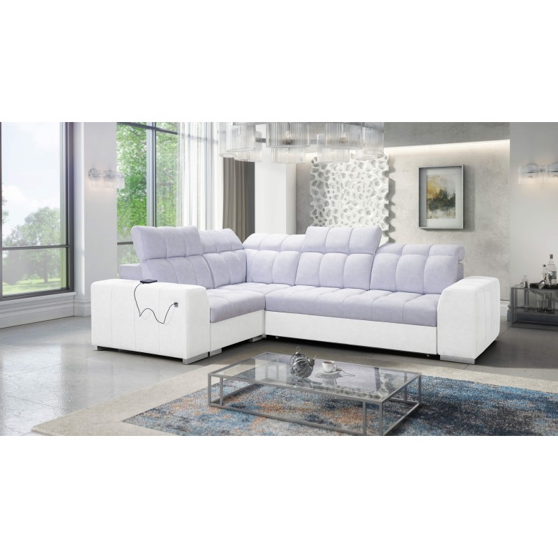 Das Ecksofa Prisma II mit Schlaffunktion in Velvet-Stoff | Haustierfreundlich, Terra 80 + Ökoleder | Ihr idealer Ort zur Entspan