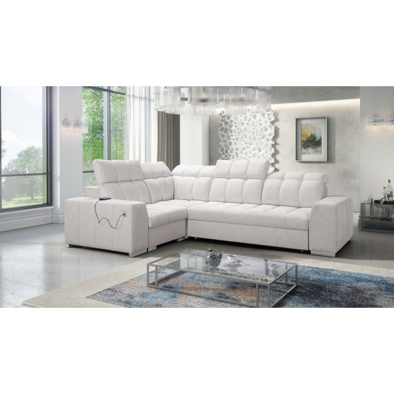 Prisma II corner sofa with a sleeping function in Velvet fabric | Pet friendly, Terra 06 | Your ideal place to relax