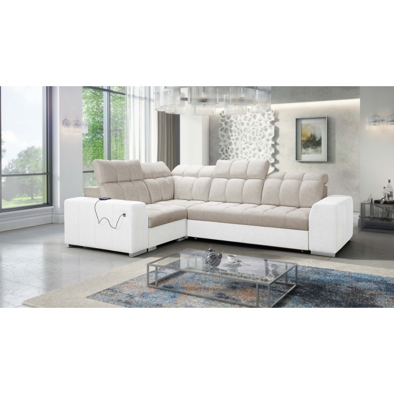 Prisma II corner sofa with sleeping function in Velvet fabric | Pet friendly, Terra 13 + Eco-leather | Your ideal place to relax