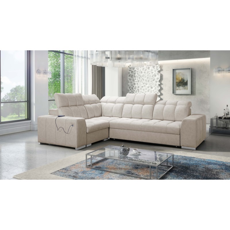 Prisma II Corner Sofa with Sleeping Function in Velvet Fabric | Pet Friendly, Terra 13 | Your Perfect Place to Relax