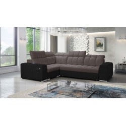 Prisma II corner sofa with a sleeping function in Velvet fabric | Pet friendly, Terra 26 + Black Eco-leather | Your ideal place 