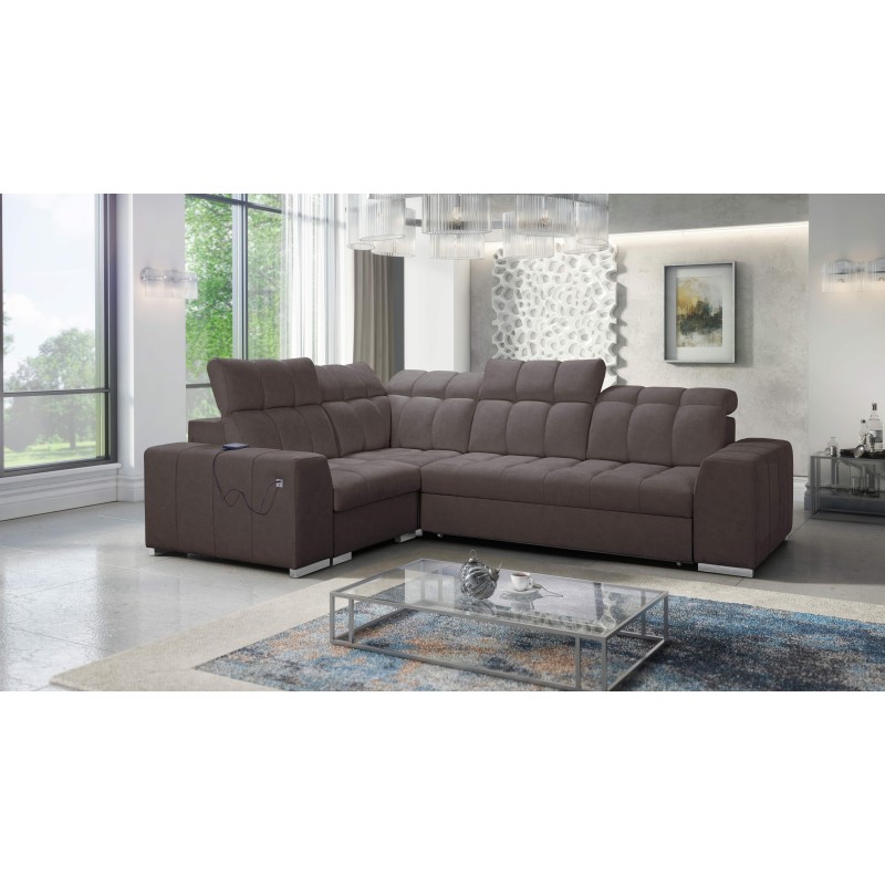 Prisma II Corner Sofa with Sleeping Function in Velvet Fabric | Pet Friendly, Terra 26 | Your Perfect Place to Relax