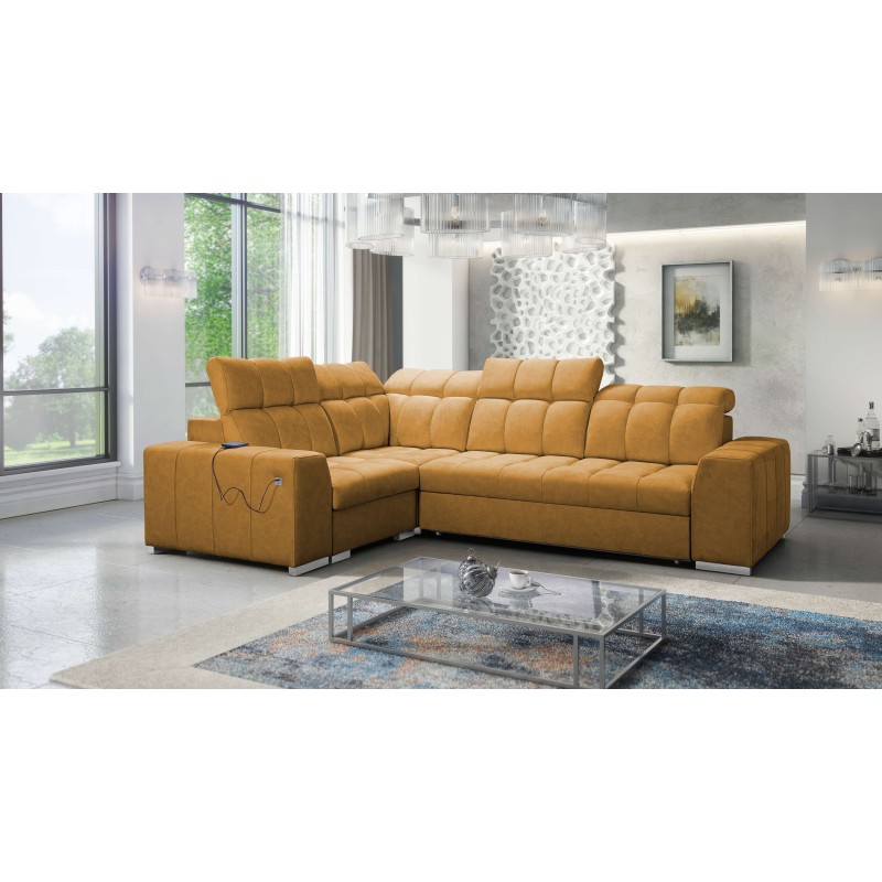 Prisma II Corner Sofa with Sleeping Function in Velvet Fabric | Pet Friendly, Terra 48 | Your Perfect Place to Relax