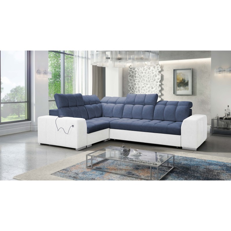 Prisma II corner sofa with a sleeping function in Velvet fabric | Pet-friendly, Terra 76 + Eco-leather | Your ideal place to rel