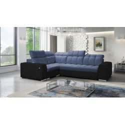 Prisma II Corner Sofa with Sleeping Function in Velvet Fabric | Pet-friendly, Terra 76 + Black Eco-leather | Your Perfect Place 
