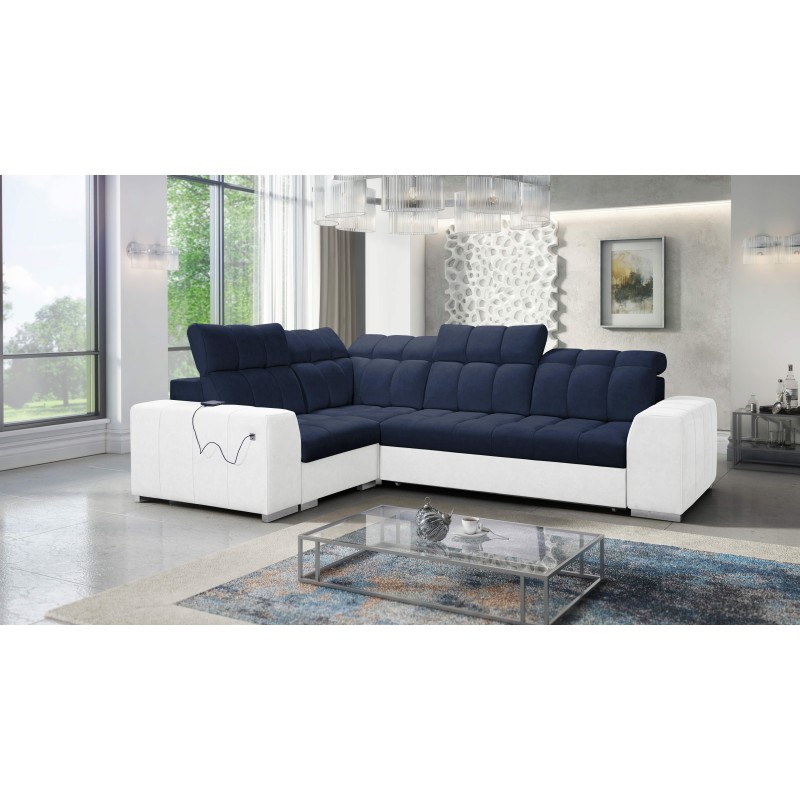 Prisma II Corner Sofa with Sleeping Function in Velvet Fabric | Pet Friendly, Terra 79 + Eco-Leather | Your Perfect Place to Rel