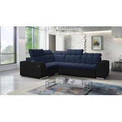 Prisma II Ecksofa mit Schlaffunktion in Velvet Stoff | Haustierfreundlich, Terra 79 + Schwarzes Kunstleder | Dein idealer Ort zu