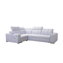 Prisma II Corner Sofa with Sleeping Function in Velvet Fabric | Pet Friendly, Terra 96 + Black Eco-leather | Your Ideal Place to