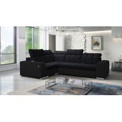 Prisma II Ecksofa mit Schlaffunktion im Velvet-Stoff | Haustierfreundlich, Terra 99 + schwarze Ökoleder | Dein perfekter Ort zum