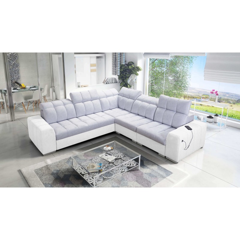 Prisma III corner sofa with sleeping function and USB port – comfort and style in one piece of furniture