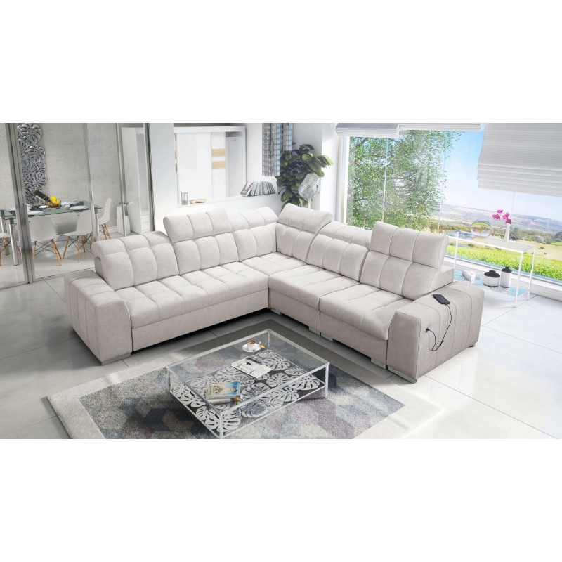 Esquinero Prisma III con función de cama y puerto USB: comodidad y estilo en un solo mueble.