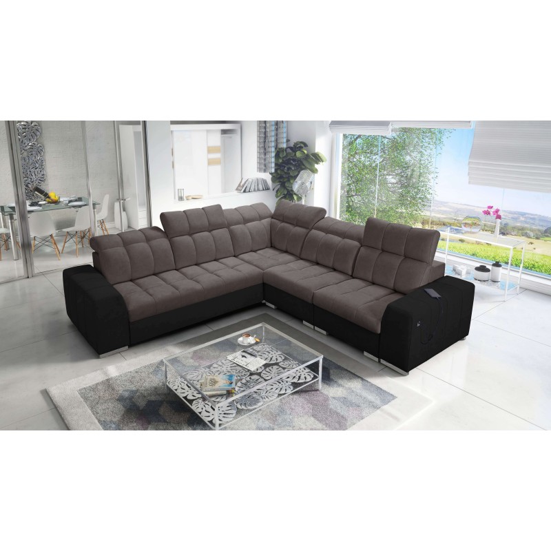 Prisma III corner sofa with sleeping function and USB port – comfort and style in one piece of furniture