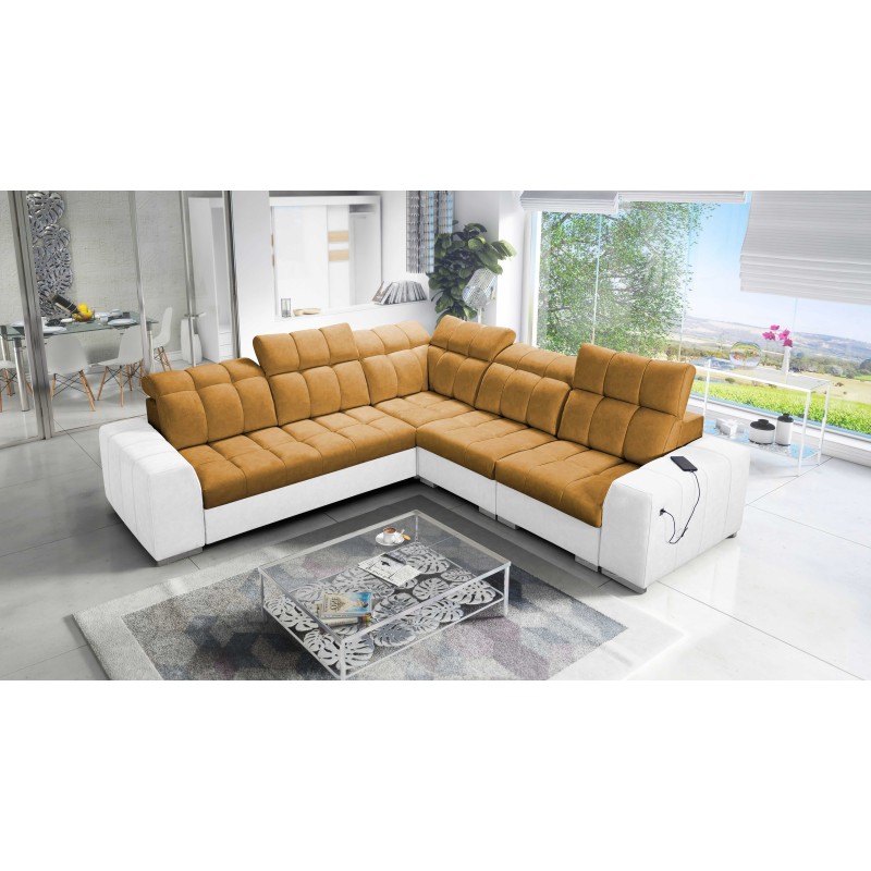 Prisma III corner sofa with sleeping function and USB port – comfort and style in one piece of furniture