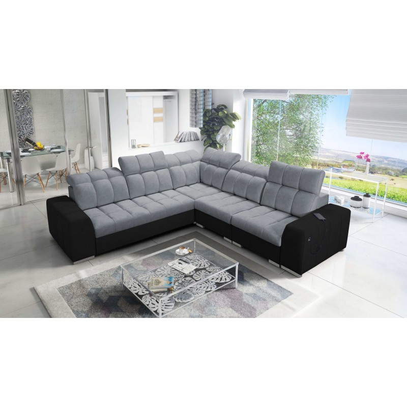 Prisma III corner sofa with sleeping function and USB port – comfort and style in one piece of furniture