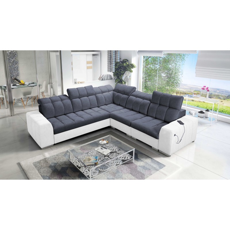 Prisma III corner sofa with sleeping function and USB port – comfort and style in one piece of furniture