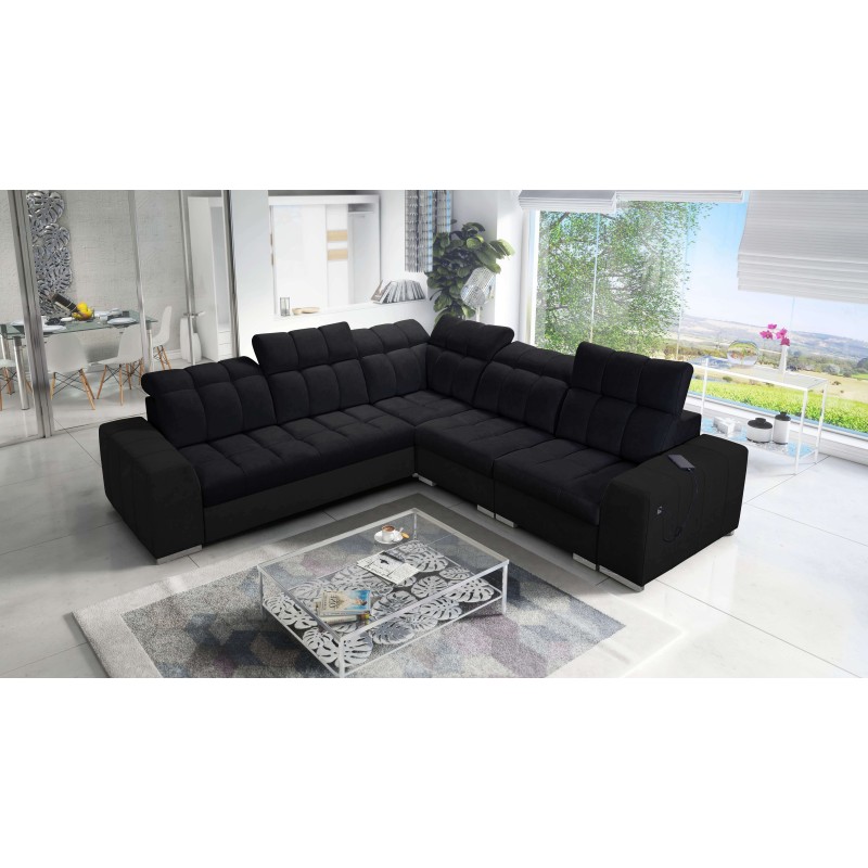 Prisma III corner sofa with sleeping function and USB port – comfort and style in one piece of furniture
