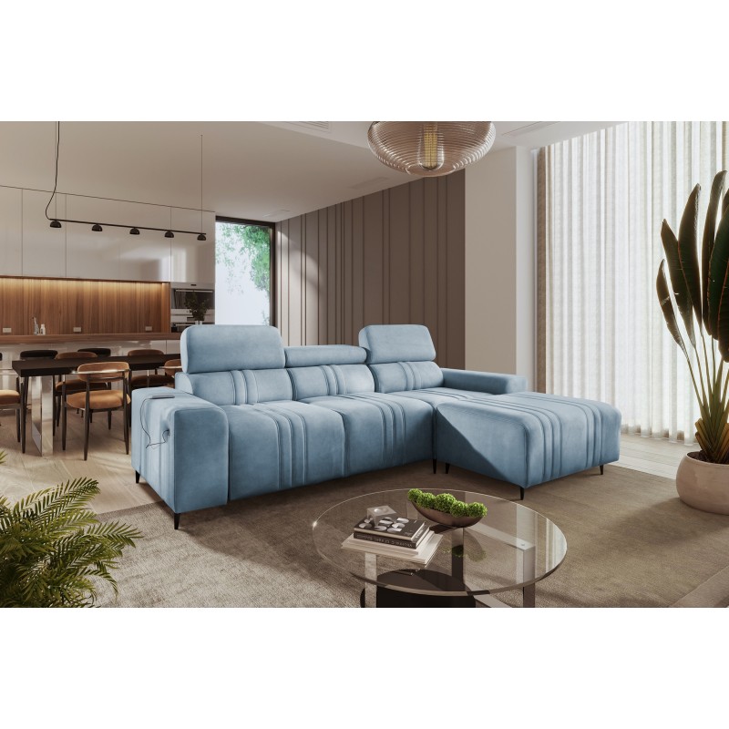Elegante Sofá Esquinero Verona I con función para dormir - Terciopelo, Vena 6 | Tu mueble ideal