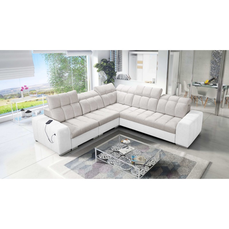 Prisma III corner sofa with sleeping function and USB port – comfort and style in one piece of furniture