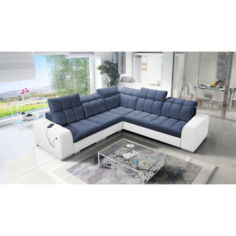 Esquinero Prisma III con función de cama y puerto USB: comodidad y estilo en un solo mueble.