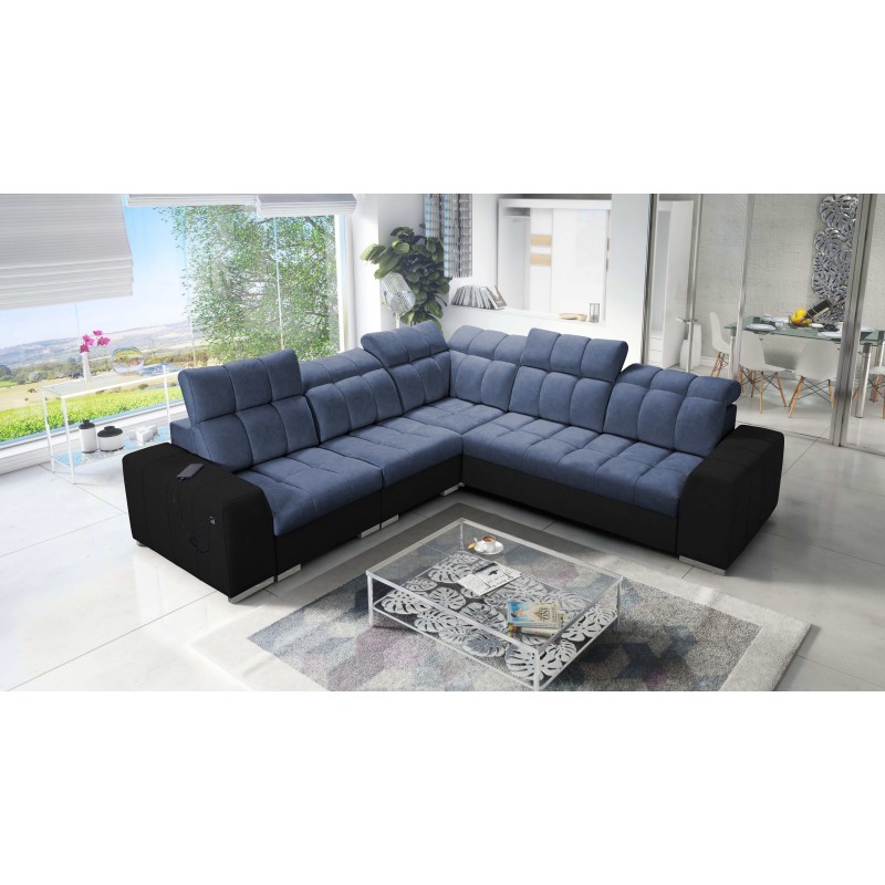 Prisma III corner sofa with sleeping function and USB port – comfort and style in one piece of furniture