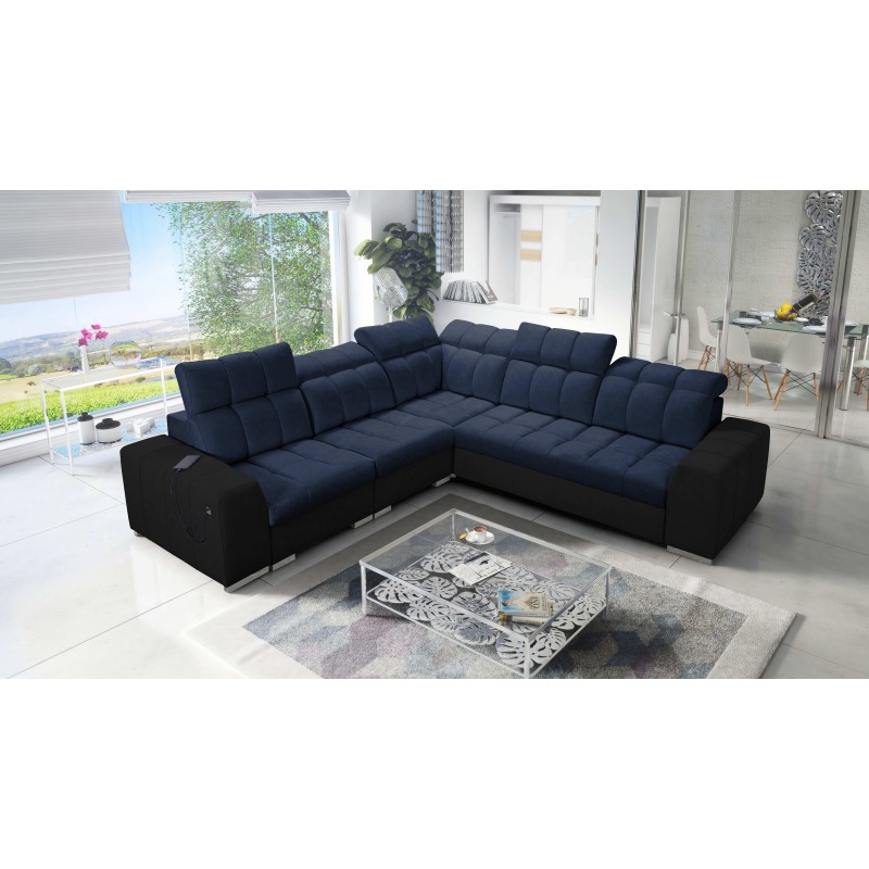 Prisma III corner sofa with sleeping function and USB port – comfort and style in one piece of furniture