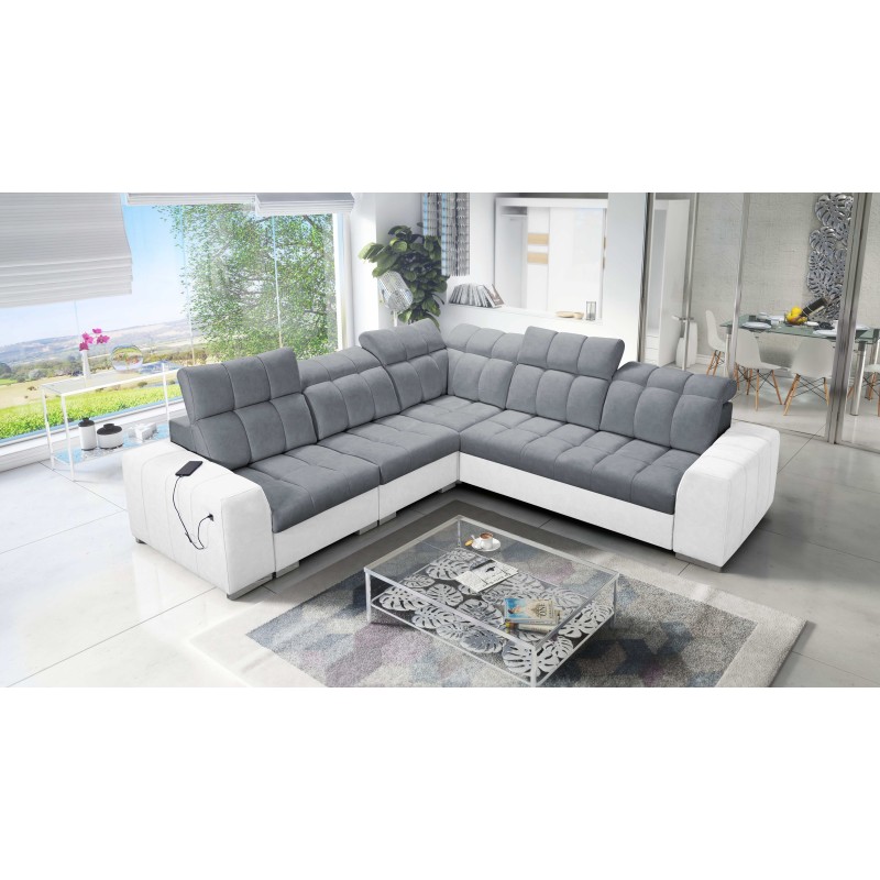Prisma III corner sofa with sleeping function and USB port – comfort and style in one piece of furniture
